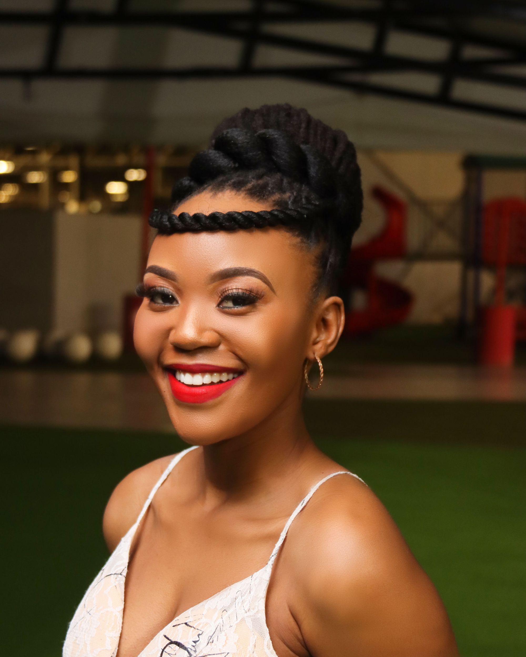 Smiling woman in editorial portrait