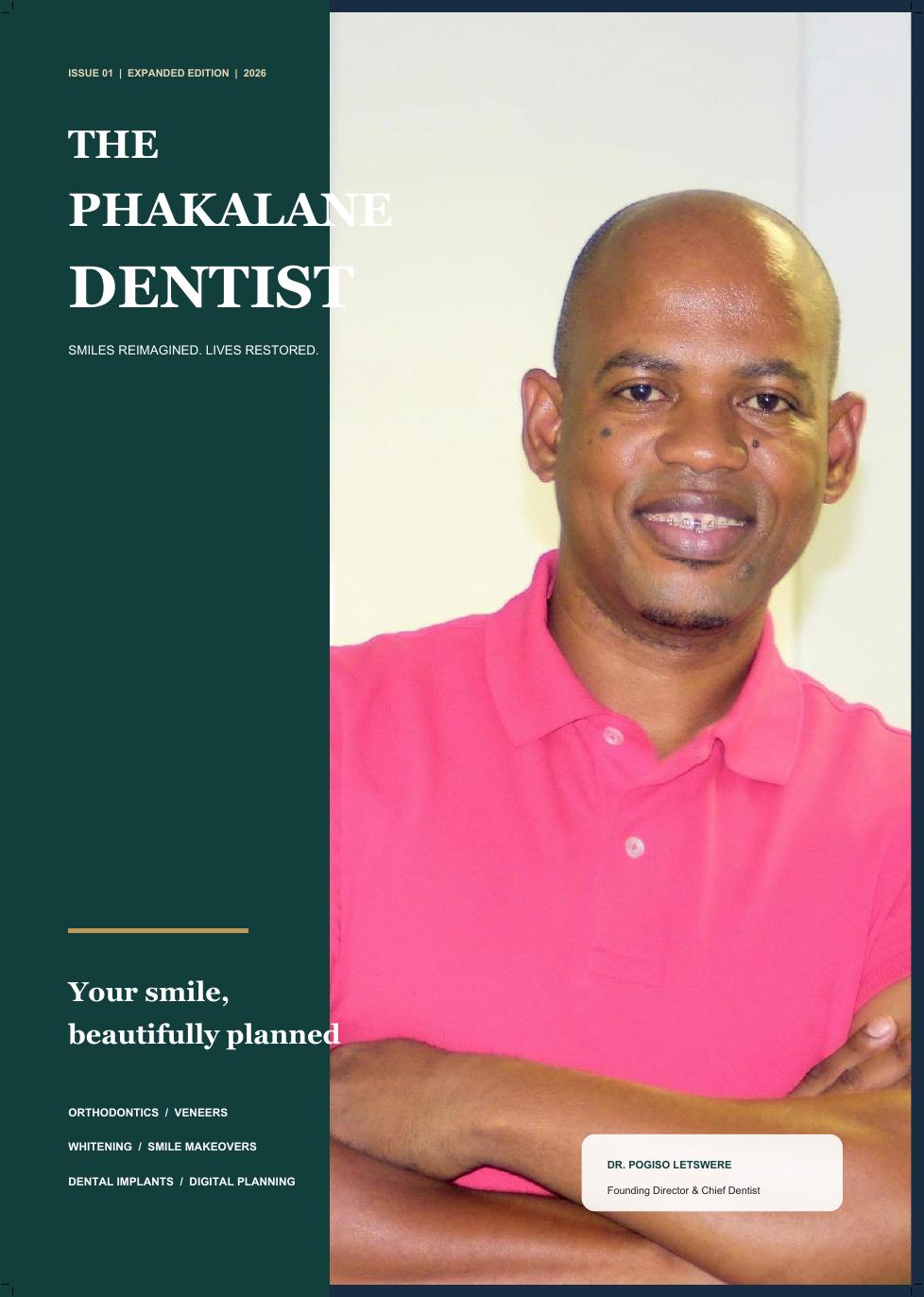 Cover of The Phakalane Dentist featuring Dr. Pogiso Letswere